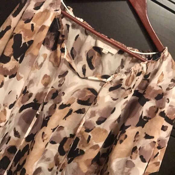 LOFT Semi Sheer Leopard Print Blouse - Size Small - Picture 2 of 8